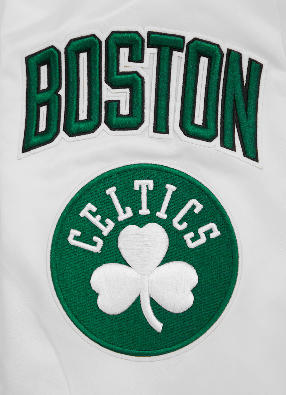 NBA BOSTON CELTICS MASHUP MEN'S RIB SATIN JACKET (WHITE/GREEN)