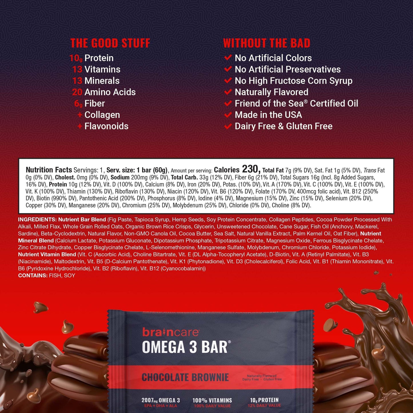 Omega 3 Bar™ - Chocolate Brownie - Box (4 Count)