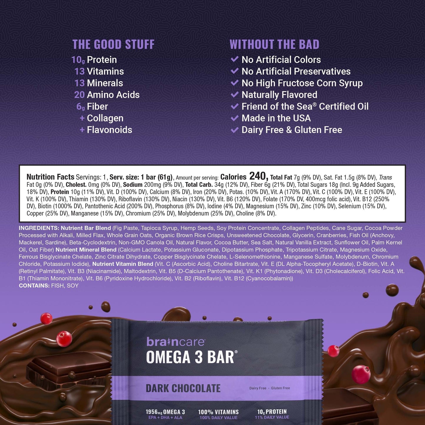 Omega 3 Bar™ - Dark Chocolate - Box (4 Count)
