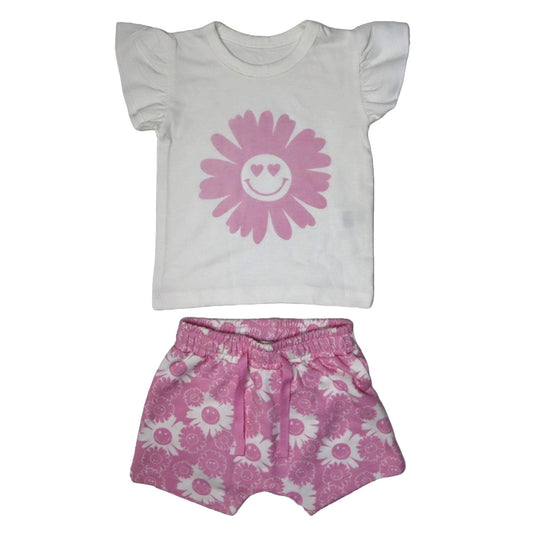 🌸 Baby Flutter Tee and Shorts Set - Flower Smile