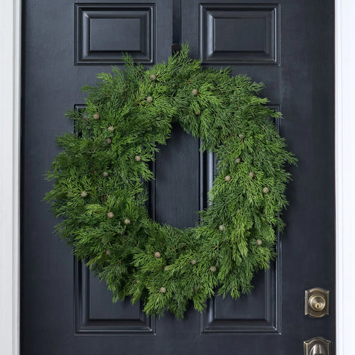 Real Touch Seeding Juniper Berry Large Christmas & Winter Front Door Wreath