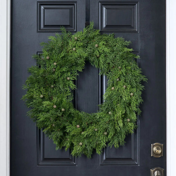 Real Touch Seeding Juniper Berry Large Christmas & Winter Front Door Wreath