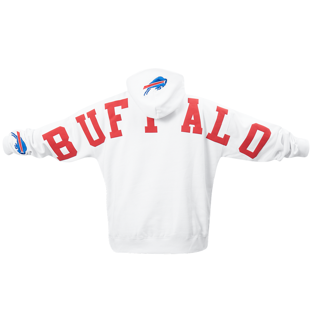 NFL BUFFALO BILLS WINGSPAN MEN'S DROP SHOULDER PO HOODIE (WHITE)