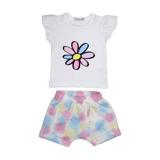 🌸 Baby Flutter Tee and Shorts Set - Tie Dye Flower