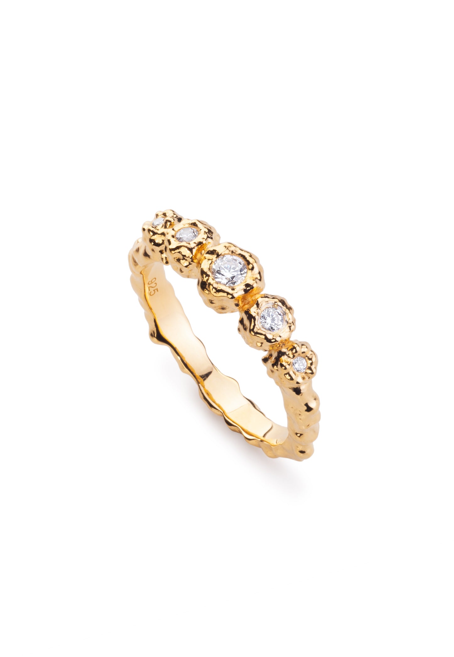 Sierra Hammered Ring With White Topaz