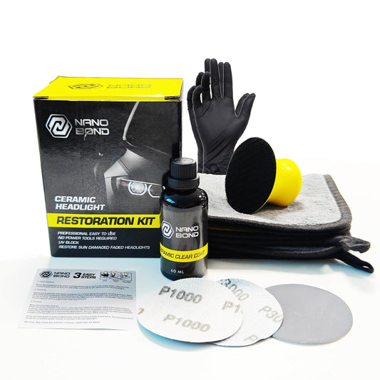 Nano Bond Ceramic Headlight Restoration Kit - No Power Tools Required - 3 Easy Steps