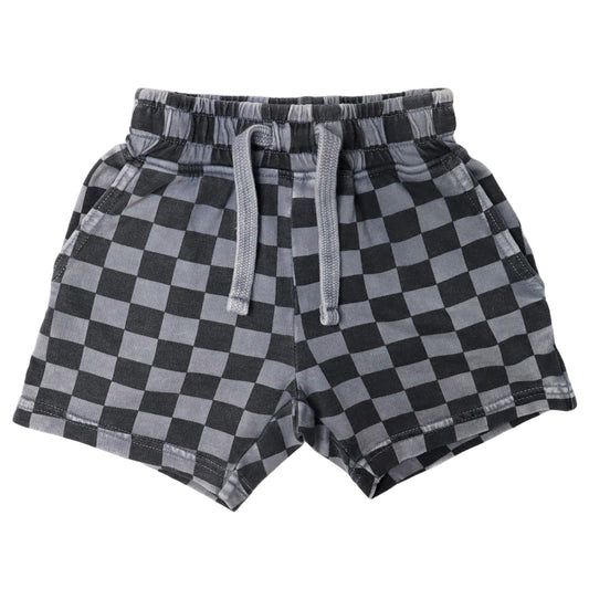 😎 Kids Sweat Shorts - Checkered Coal