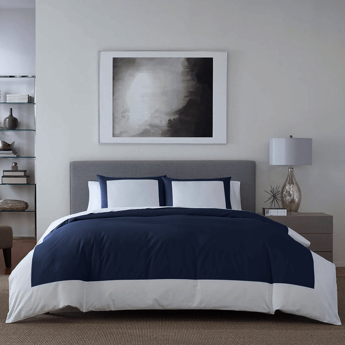 Reversible Color Block Sateen Duvet Cover & Shams Set