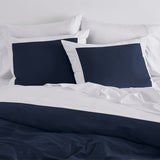Reversible Color Block Sateen Duvet Cover & Shams Set