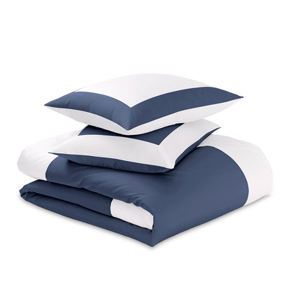 Reversible Color Block Sateen Duvet Cover & Shams Set