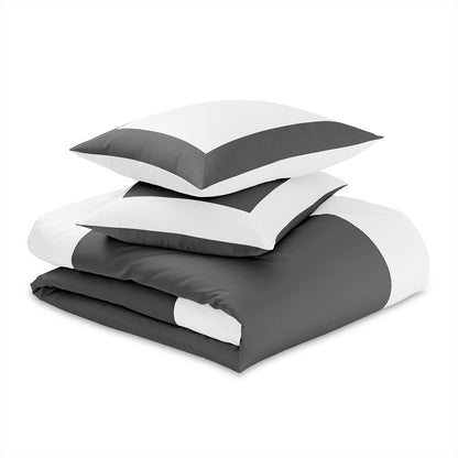 Reversible Color Block Sateen Duvet Cover & Shams Set