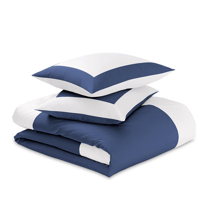 Reversible Color Block Sateen Duvet Cover & Shams Set