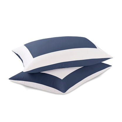 Reversible Color Block Sateen Shams Pair