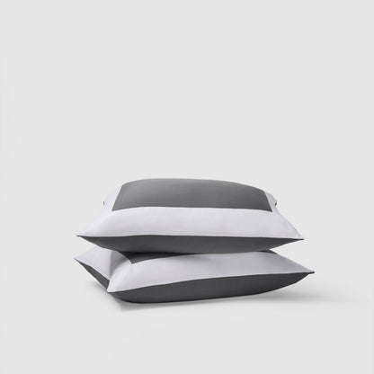 Reversible Color Block Sateen Shams Pair