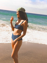 Ruffle Top in Navy Waffle