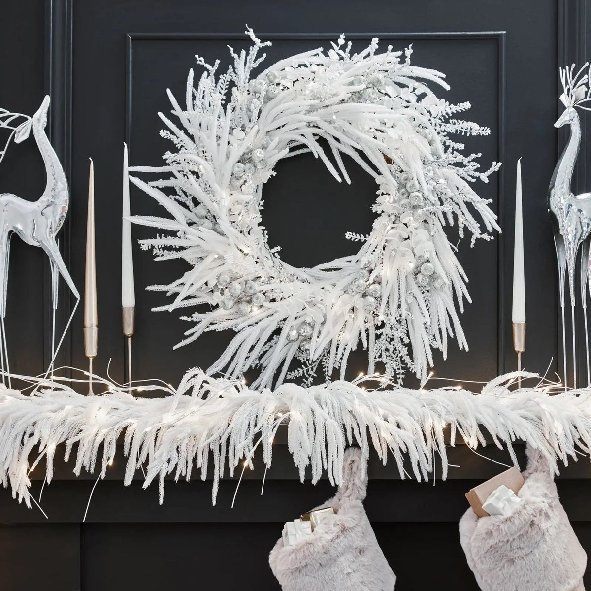 Norfolk Collection - Real Touch White Norfolk Pine Christmas Holiday Front Door Garland Table Runner