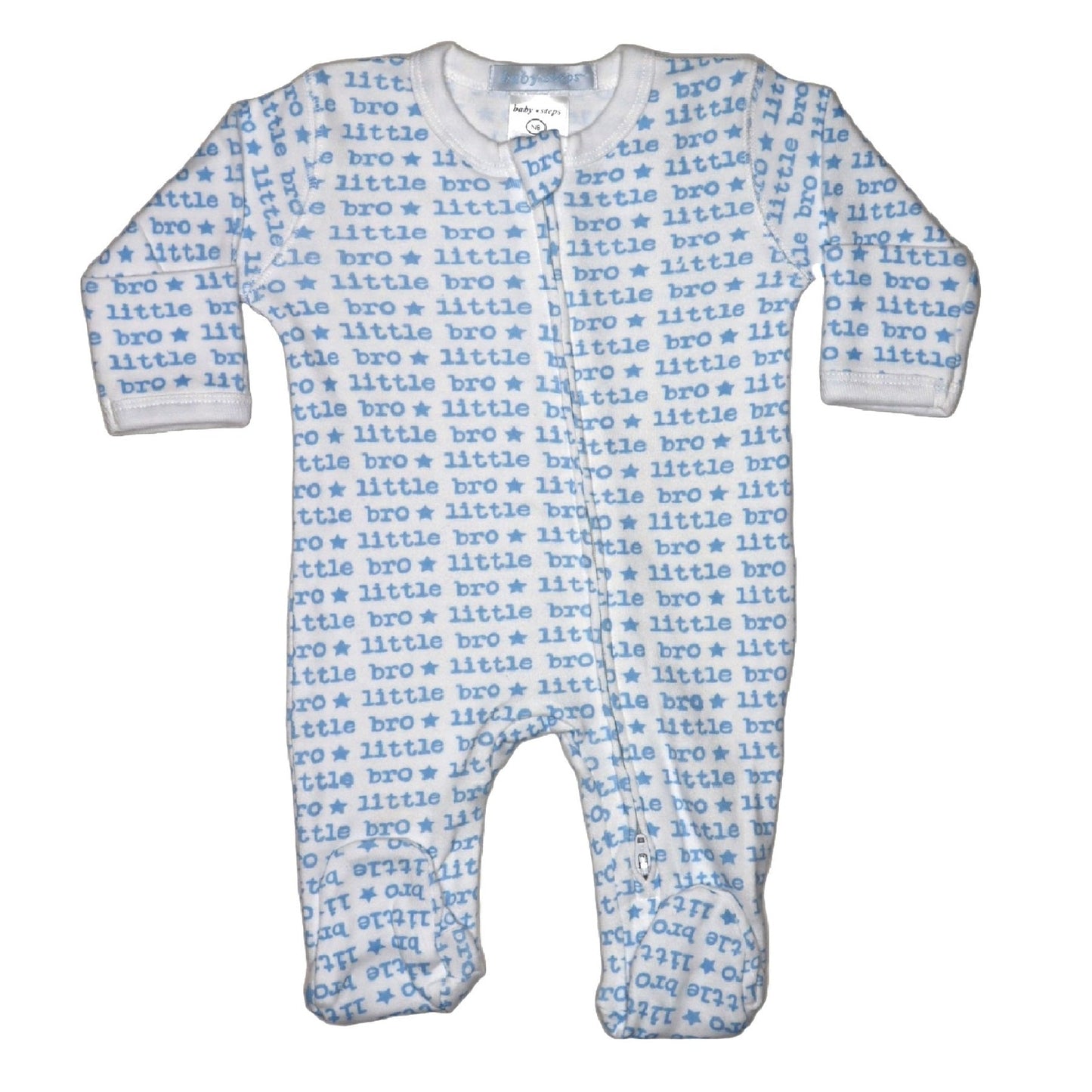 🩵 Baby Two-Way Zipper Footie - Sibling Collection - Little Bro