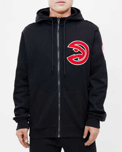 NBA ATLANTA HAWKS CLASSIC CHENILLE MEN'S FZ PO HOODIE (BLACK)