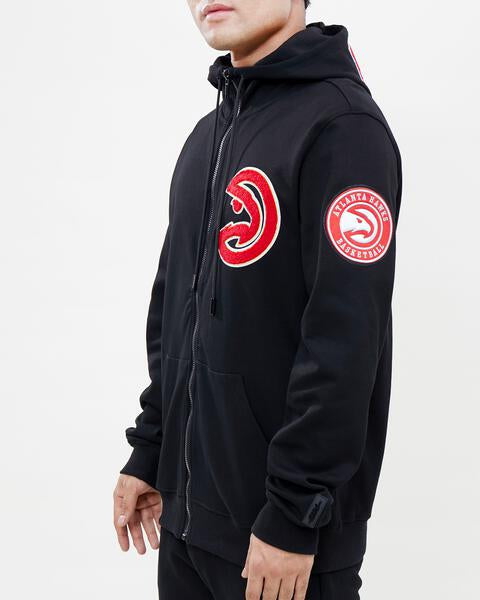 NBA ATLANTA HAWKS CLASSIC CHENILLE MEN'S FZ PO HOODIE (BLACK)