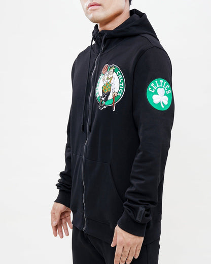 NBA BOSTON CELTICS CLASSIC CHENILLE MEN'S FZ PO HOODIE (BLACK)