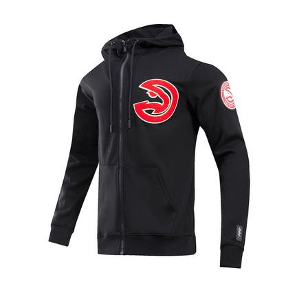 NBA ATLANTA HAWKS CLASSIC CHENILLE MEN'S FZ PO HOODIE (BLACK)