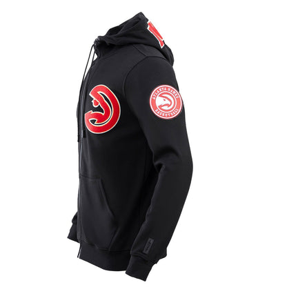 NBA ATLANTA HAWKS CLASSIC CHENILLE MEN'S FZ PO HOODIE (BLACK)