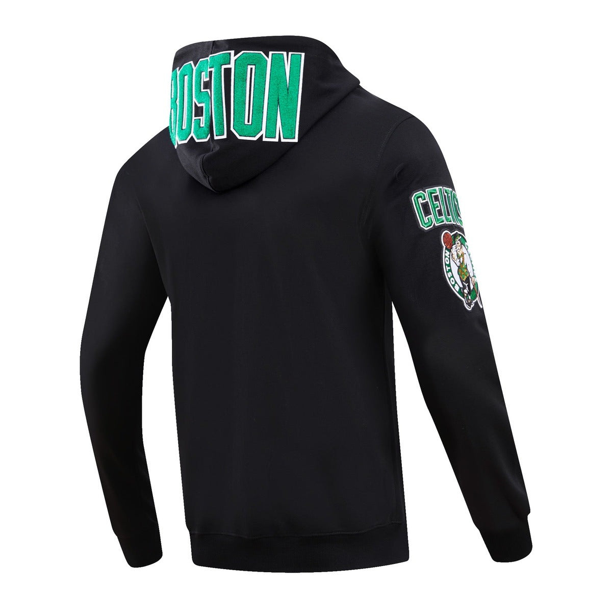 NBA BOSTON CELTICS CLASSIC CHENILLE MEN'S FZ PO HOODIE (BLACK)