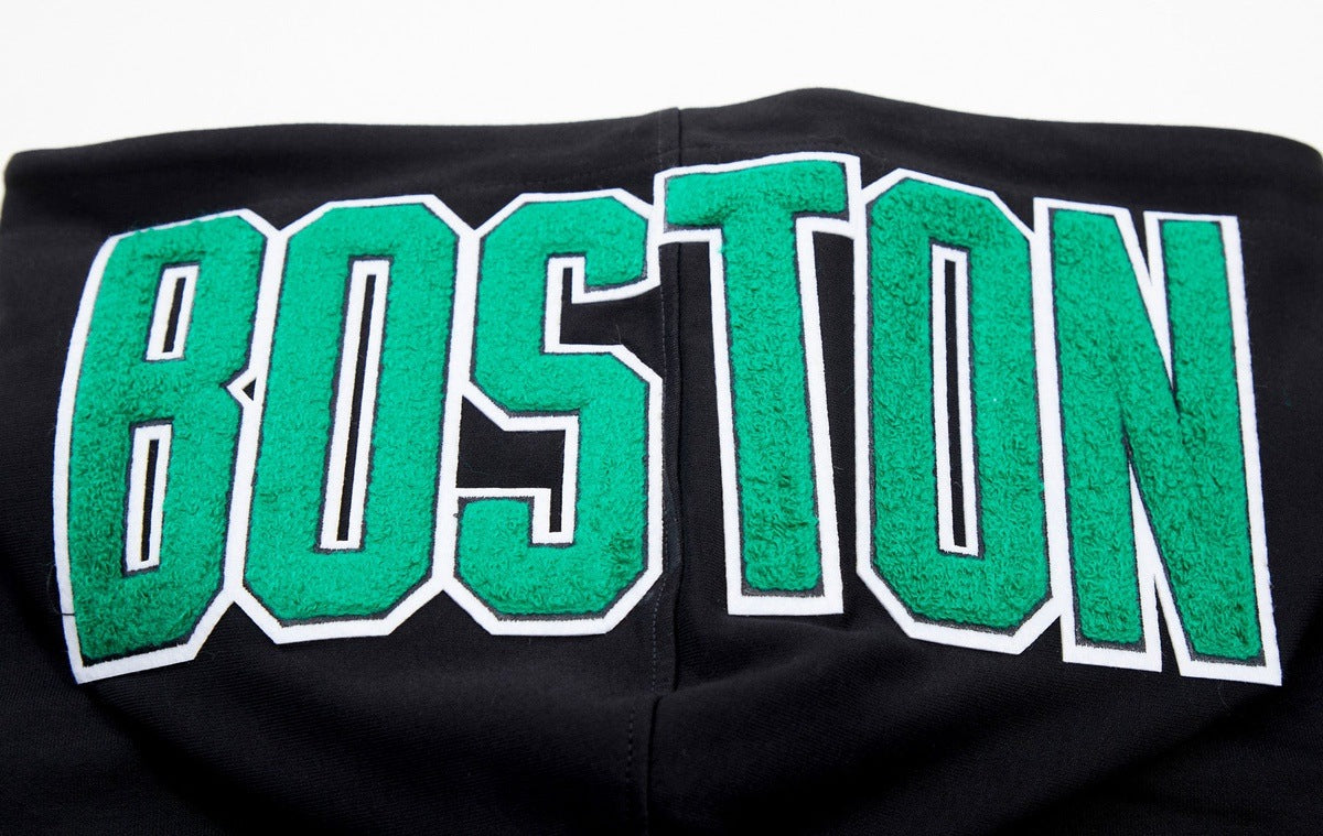 NBA BOSTON CELTICS CLASSIC CHENILLE MEN'S FZ PO HOODIE (BLACK)