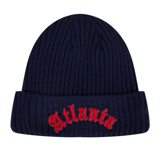 MLB ATLANTA BRAVES OLD ENGLISH UNISEX BEANIE (MIDNIGHT NAVY)