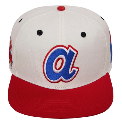 MLB ATLANTA BRAVES RETRO CLASSIC UNISEX PRIMARY LOGO WOOL SNAPBACK HAT (EGGSHELL/RED)