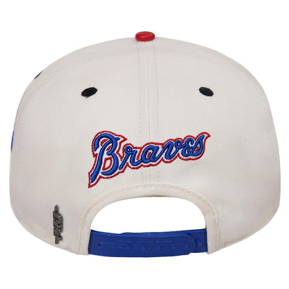 MLB ATLANTA BRAVES RETRO CLASSIC UNISEX PRIMARY LOGO WOOL SNAPBACK HAT (EGGSHELL/RED)