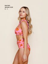 Pleated High Waisted Bottoms in Pink Floral