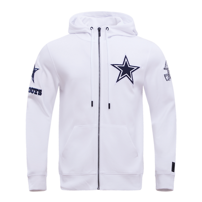 NFL DALLAS COWBOYS CLASSIC CHENILLE FZ HOODIE (WHITE)