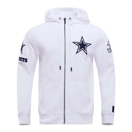 NFL DALLAS COWBOYS CLASSIC CHENILLE FZ HOODIE (WHITE)