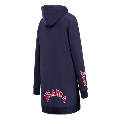 MLB ATLANTA BRAVES CLASSIC WOMEN'S HOODIE DRESS (MIDNIGHT NAVY)