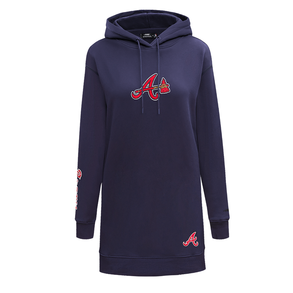 MLB ATLANTA BRAVES CLASSIC WOMEN'S HOODIE DRESS (MIDNIGHT NAVY)