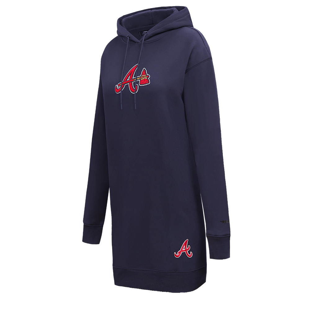 MLB ATLANTA BRAVES CLASSIC WOMEN'S HOODIE DRESS (MIDNIGHT NAVY)