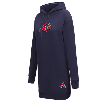 MLB ATLANTA BRAVES CLASSIC WOMEN'S HOODIE DRESS (MIDNIGHT NAVY)