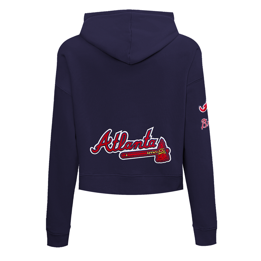 MLB ATLANTA BRAVES CLASSIC WOMEN'S CROPPED PO HOODIE (MIDNIGHT NAVY)