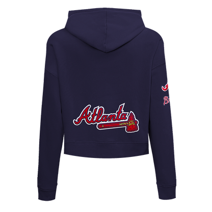 MLB ATLANTA BRAVES CLASSIC WOMEN'S CROPPED PO HOODIE (MIDNIGHT NAVY)