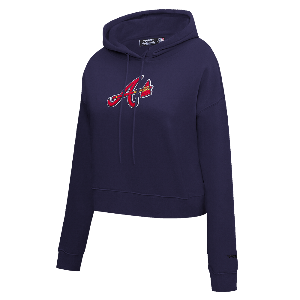 MLB ATLANTA BRAVES CLASSIC WOMEN'S CROPPED PO HOODIE (MIDNIGHT NAVY)