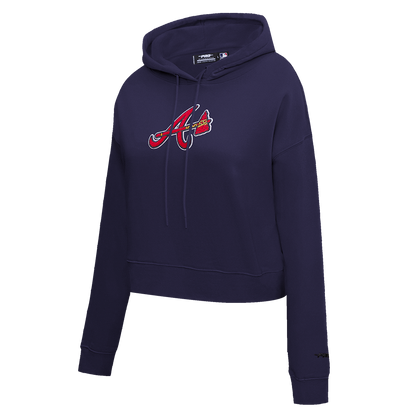 MLB ATLANTA BRAVES CLASSIC WOMEN'S CROPPED PO HOODIE (MIDNIGHT NAVY)