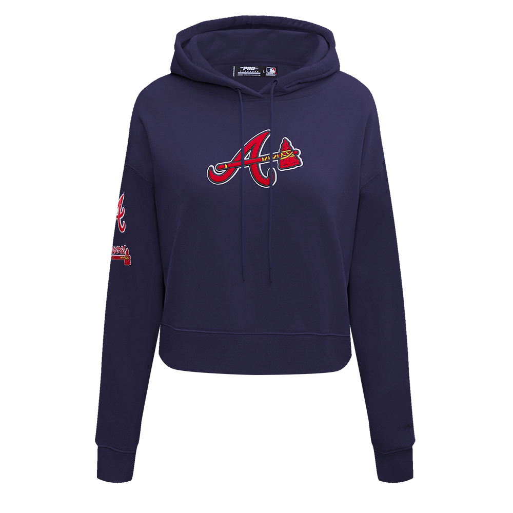 MLB ATLANTA BRAVES CLASSIC WOMEN'S CROPPED PO HOODIE (MIDNIGHT NAVY)