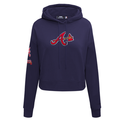 MLB ATLANTA BRAVES CLASSIC WOMEN'S CROPPED PO HOODIE (MIDNIGHT NAVY)