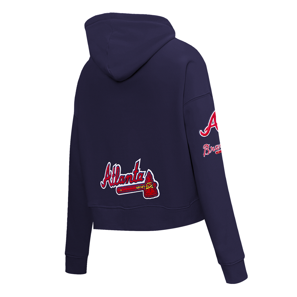 MLB ATLANTA BRAVES CLASSIC WOMEN'S CROPPED PO HOODIE (MIDNIGHT NAVY)