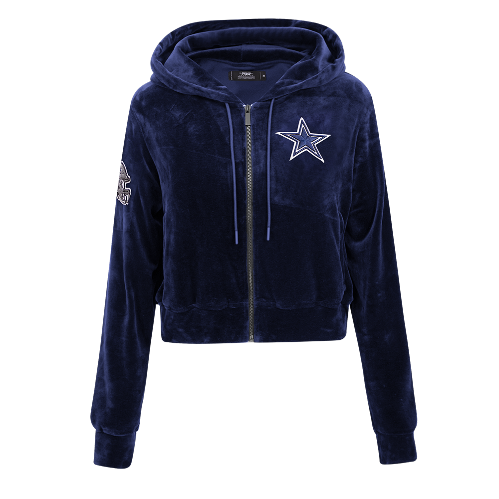 NFL DALLAS COWBOYS CLASSIC WOMEN'S VELOUR FZ PO HOODIE (MIDNIGHT NAVY)