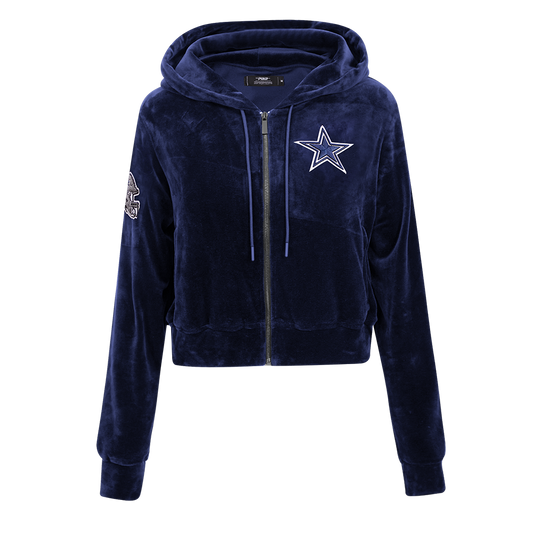 NFL DALLAS COWBOYS CLASSIC WOMEN'S VELOUR FZ PO HOODIE (MIDNIGHT NAVY)