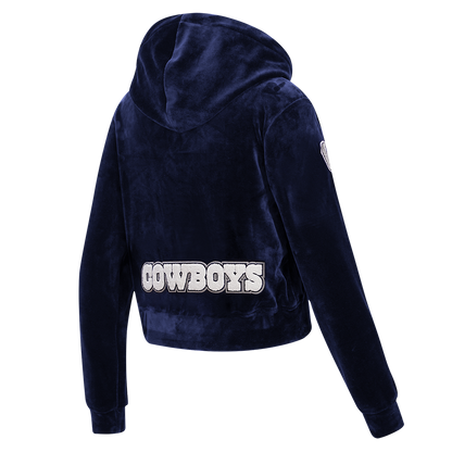 NFL DALLAS COWBOYS CLASSIC WOMEN'S VELOUR FZ PO HOODIE (MIDNIGHT NAVY)