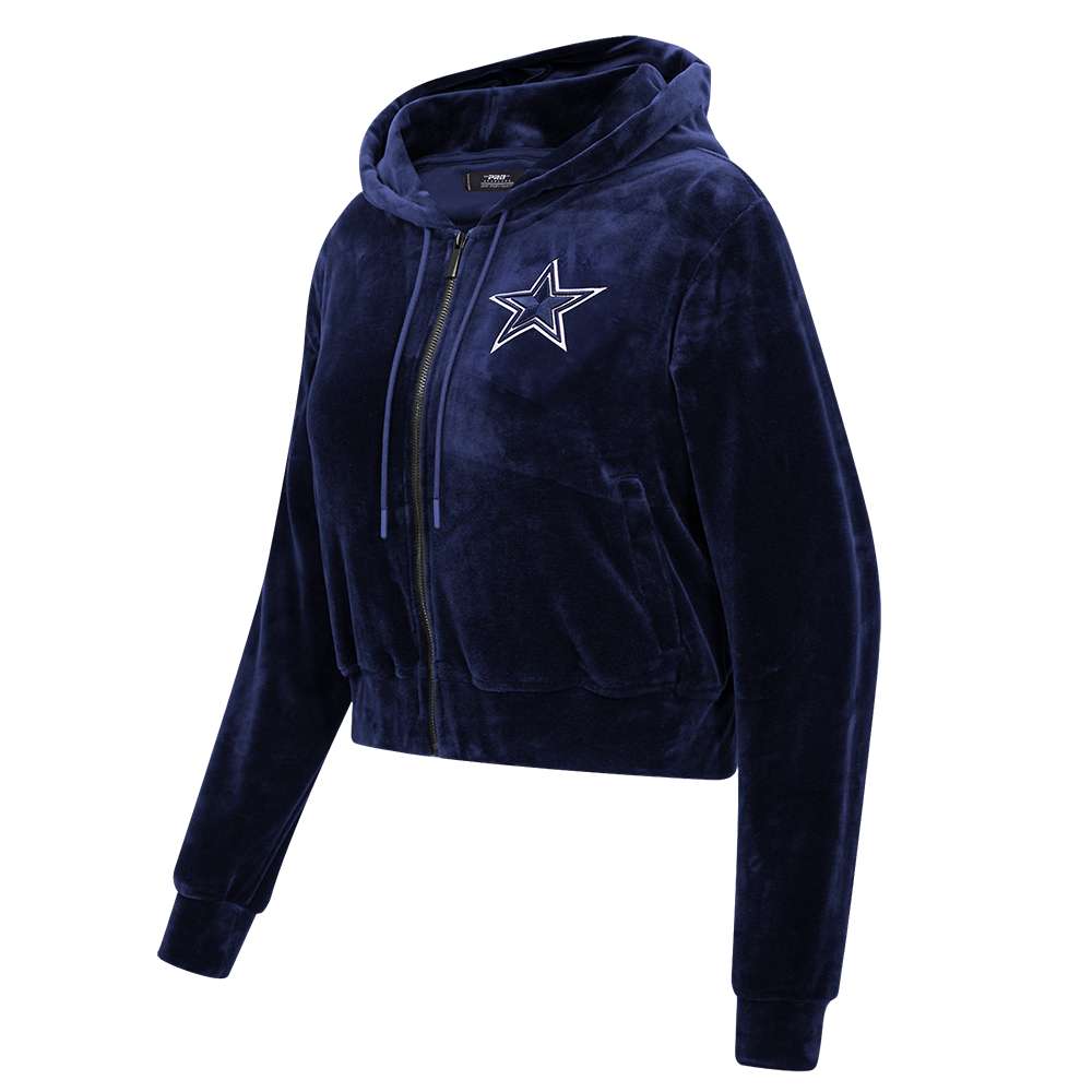 NFL DALLAS COWBOYS CLASSIC WOMEN'S VELOUR FZ PO HOODIE (MIDNIGHT NAVY)