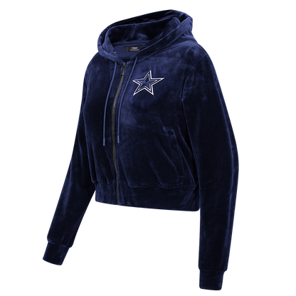 NFL DALLAS COWBOYS CLASSIC WOMEN'S VELOUR FZ PO HOODIE (MIDNIGHT NAVY)